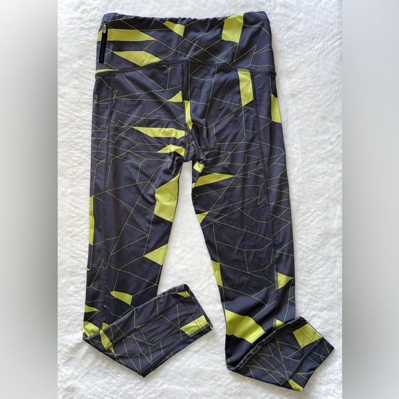 Oiselle geometric running tights - grey & yellow - 8 - Picture 2 of 3